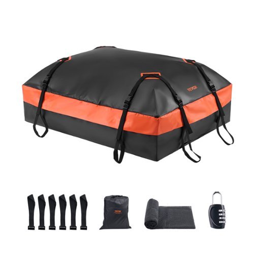 VEVOR - Car Rooftop Cargo Carrier Bag, 21 Cubic Feet Car Roof Cargo Carrier - Blac,Orange-Front_Standard 