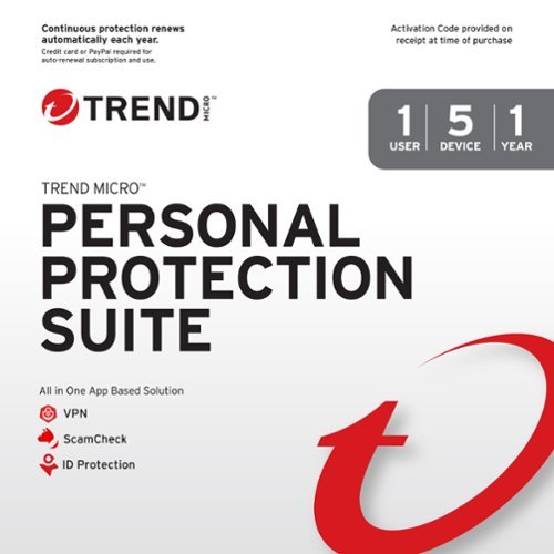 Trend Micro - Personal Protection Suite ScamCheck + Identity Protection+ VPN (1-Device) (1-Year Subscription) - Android, Apple iOS [Digital]