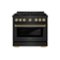 ZLINE - 36 in. Wide 6 Burner 5.2 cu. ft. Autograph Paramount Dual Fuel Freestanding Black Stainless Range w/ Gold Accents - Black Stainless Steel-Front_Standard