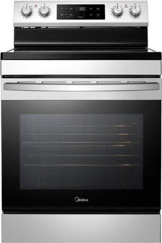 Midea - 6.3 cu. ft. 4-Element 30" Freestanding Electric Range with Steam Clean, Hidden Bake Element - Stainless Steel