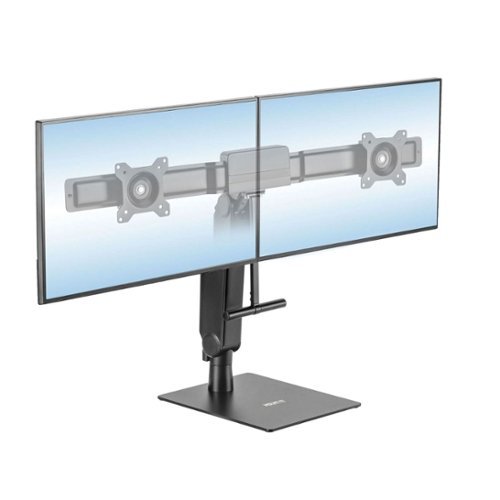 Mount-It! - Freestanding Dual Monitor Stand With Height Adjustment for 17″–32″ Screens, Spring Arms, Tilt/Swivel & Rotation - Black-Front_Standard 