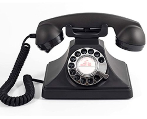 PopMarket - GPO Retro GPO200BLK 200 Vintage Rotary Dial Telephone Classic Bakelite EQUIPMENT - Black-Front_Standard 