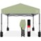 Best Choice Products - 10x10ft Easy Setup Pop Up Canopy w/ 1-Button Setup, Wheeled Case, 4 Weight Bags - Sage Green-Front_Standard