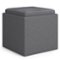 Simpli Home - Rockwood Cube Storage Ottoman with Tray - Slate Grey-Front_Standard