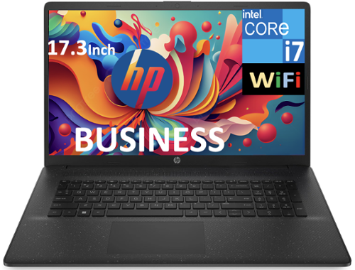 HP - 17t-cn200 4V794AV_1 Laptop, i7-1255U, 8GB, 256GB SSD, 17.3" HD+ (1600x900), Intel Iris Xe, Win 11 Home Plus - Jet Black-Front_Standard 