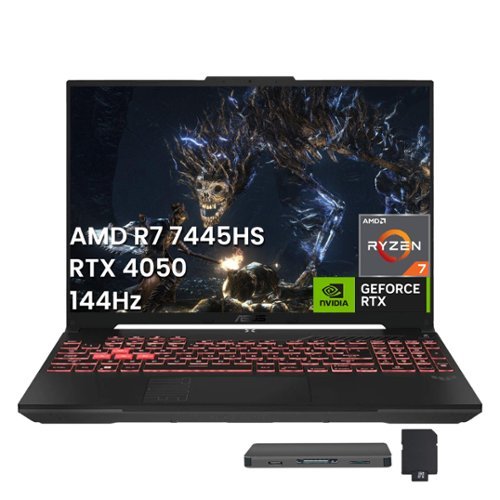 ASUS - TUF Gaming A16 16" Laptop,AMD Ryzen 7 7445HS,GeForce RTX 4050,32GB DDR5,1TB SSD+160GB Dock Station,Win 11 - Gray-Front_Standard 