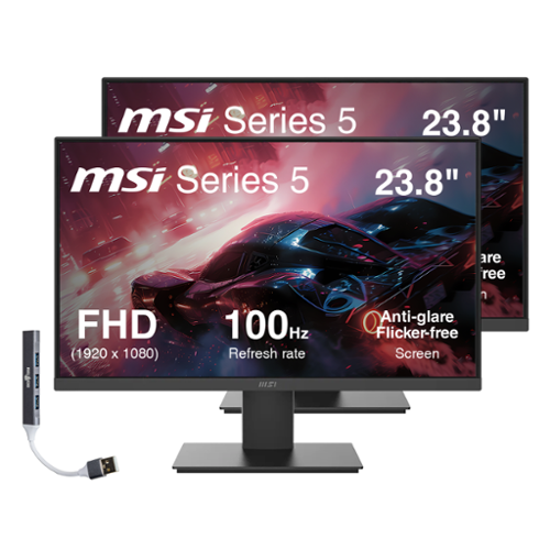 MSI - 24'' FHD VA Monitor, Anti Glare, Anti Flicker Free, VESA Mount, Low Blue Light, HDMI & DKZ Hub - Black-Front_Standard 