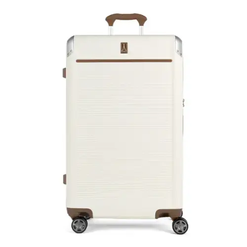Front. Travelpro - Platinum Elite Hardside Expandable 29" Large Checked Spinner Luggage - Cream White.