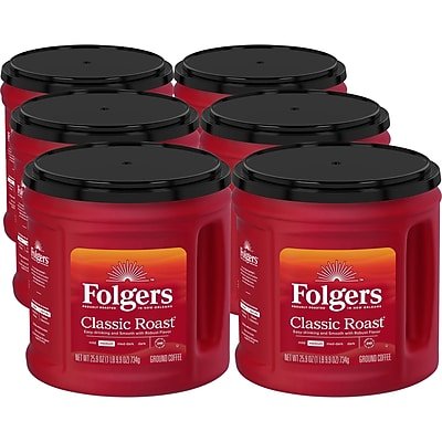 Folgers - Classic Roast Ground Coffee, Medium Roast, 25.9 oz., 6/Carton-Front_Standard 