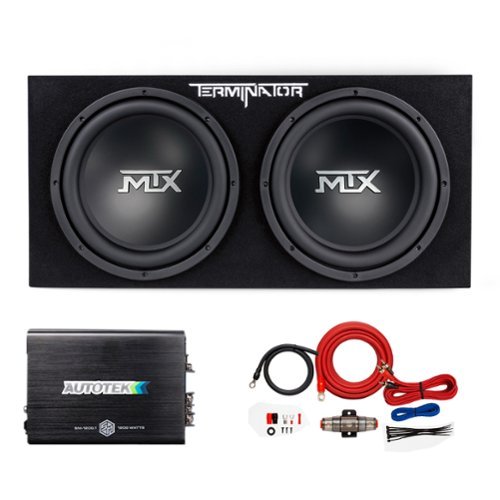 MTX - TNE212D 12" 1200W Dual Loaded Car Subwoofer Package with 4 Gauge Wiring Kit - Black-Front_Standard 