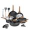 Bakken- Swiss - Bakken-Swiss 14-Piece Kitchen Cookware Set – Granite Non-Stick – Eco-Friendly – for All Stoves & Oven-Safe - Marble coat - Black Marble-Front_Standard