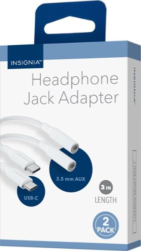 Insignia™ USB-C to Headphone Jack Adapter (2-Pack) - White BUY IN SINGAPORE