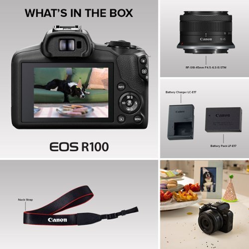 Canon EOS R100 4K Video Mirrorless Camera with RF-S18-45mm f/4.5-6.3 IS STM Lens - Black BUY IN MIDDLE EAST
