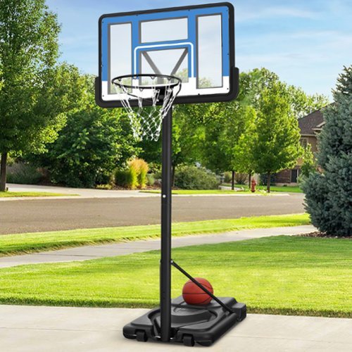 Best Choice Products - Adjustable Regulation-Size Basketball Hoop, Portable Sport System w/ Fillable Base - Blue/White-Front_Standard 