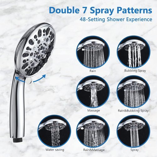 2 Pack 3-Mode High Pressure Handheld Shower Head With On/Off Pause – Chrome Finish