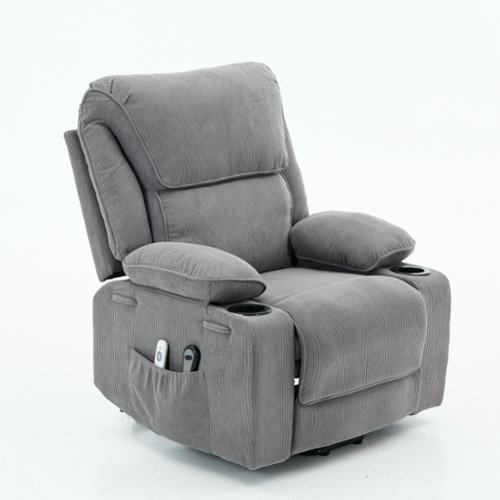 GOODSILO - Remote-Controlled Power Lift Recliner Chair with Heating and Massage for Elderly and Seniors - Gray-Front_Standard 