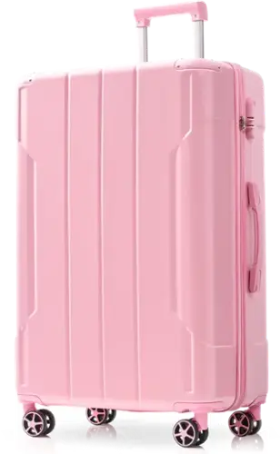 Front. Loheer - Loheer Hardshell Luggage 28 Inch Pink Checked Suitcase Lightweight ABS Expandable Spinner - Pink.