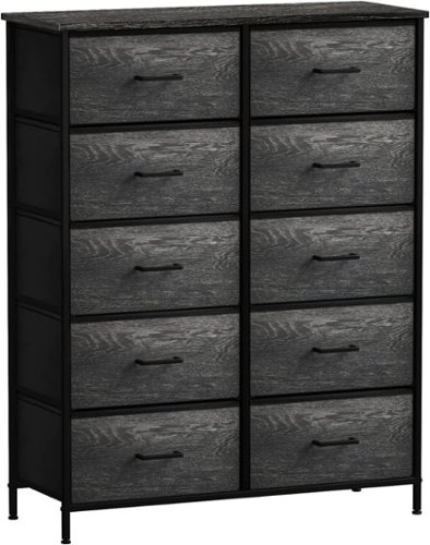 Sorbus - Dresser with 10 Drawers - Storage Unit Organizer Chest for Clothes - Bedroom, Room, Nursery, & Closet - Rustic black-Front_Standard 