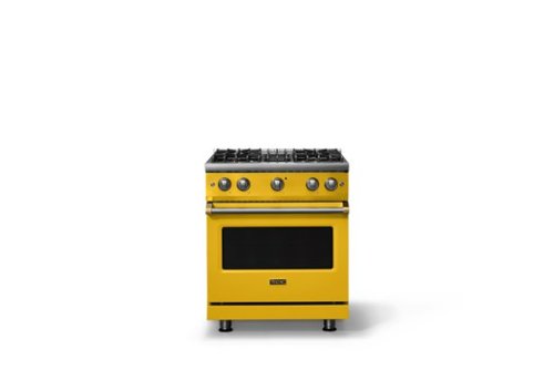 Viking - 30 in. Wide Pro 5 Series 4.0 Cu. Ft. Freestanding Sealed 4 Burner Gas Convection Range - Daffodil/Brushed Brass - Daffodil