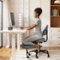 KERDOM - Ergonomic Cross-Legged Office Chair with Wheels, Meditation & Kneeling Chair for ADHD, PU Leather Wide Seat 360° Swivel - Gray-Front_Standard