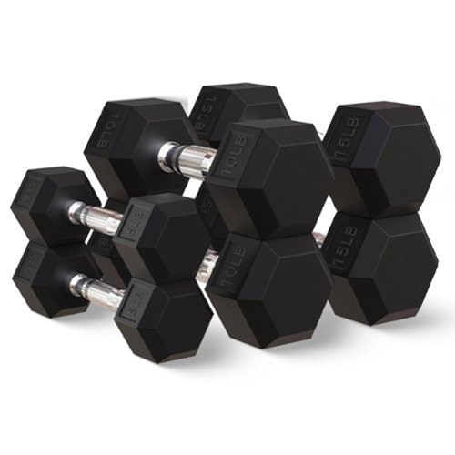 BalanceFrom Fitness BalanceFrom Rubber Encased Hex Dumbbell Set, 5