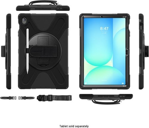 SaharaCase Raider-X Series Heavy Duty Case with Hand Strap for Samsung Galaxy Tab S10 FE+ - Scorpion Black BUY IN UAE