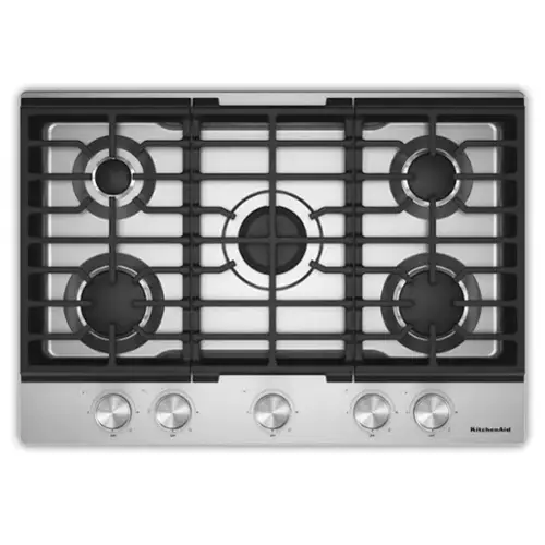 Front. KitchenAid - KitchenAid - KitchenAid 30 in. Gas Cooktop with 5 Versatile Burners - Stainless Steel.