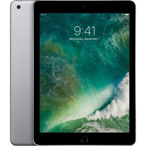 Apple - Refurbished Excellent - Refurbished iPad 5th Gen A1823 (WiFi + Cellular Unlocked) 32GB w/ Pre-Installed Tempered Glass - Space Gray-Front_Standard 