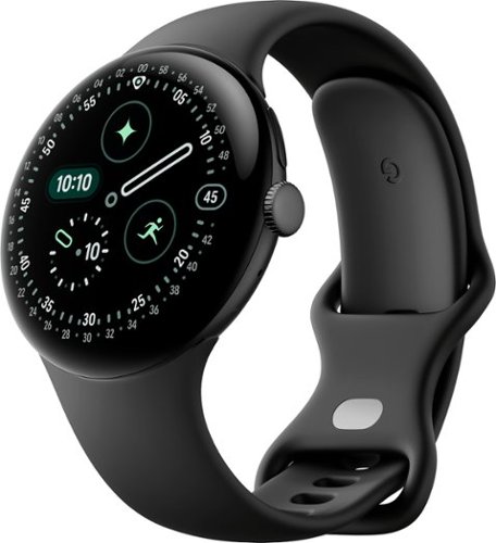 Google - Pixel Watch 4 (45mm) - LTE - Matte Black Case - Obsidian Band - (2025)-Front_Standard