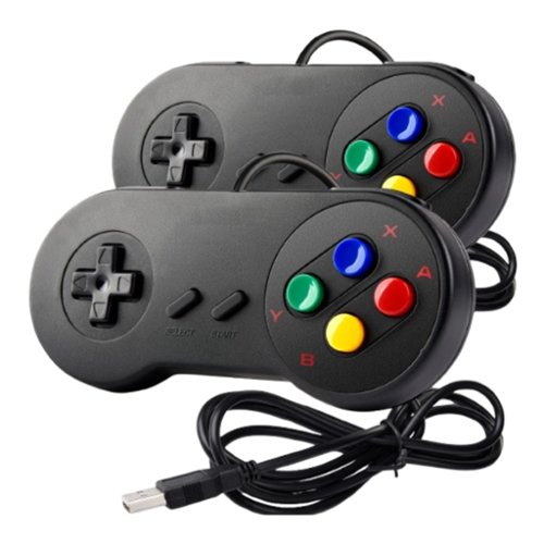 Stock Preferred - Retro USB Wired Controllers Gamepad - Black-Front_Standard 