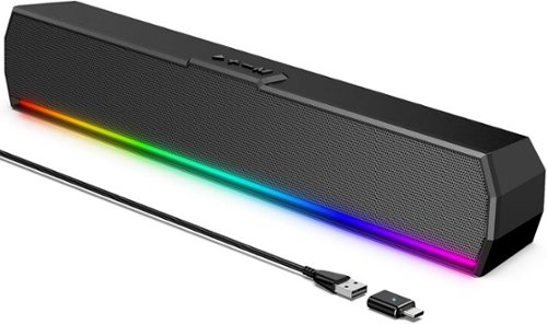 Stamp n Camp - Kunodi USB Computer Speakers for Desktop Monitor PC Speakers with Stereo Sound RGB Light Modes Plug & Play USB C - default-Front_Standard 