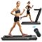 Costway - 2-in-1 Folding Treadmill 2.25HP Jogging Machine w/ Dual LED Display - Black-Front_Standard