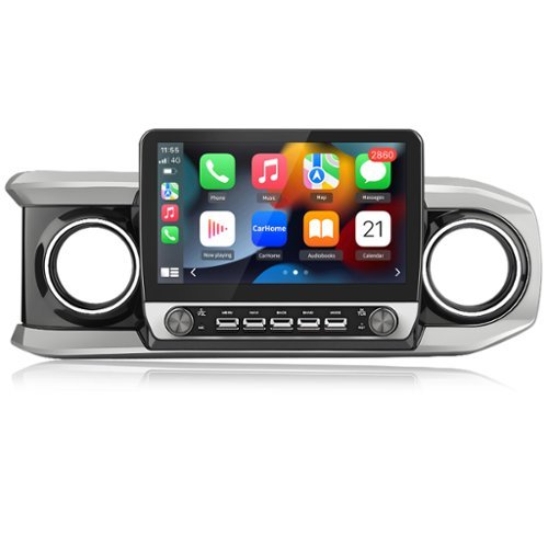 Junsun - For Toyota Tacoma 2016-2021 Android 15 10.1"carplay 6+128GB 8 Core Car Stereo Radio GPS Navi WIFI RDS SWC Bluetooth FM - Black-Front_Standard 