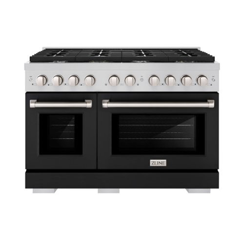 ZLINE - 48" Paramount Double Oven Dual Fuel Range with 8 Burners (SDR-BLM-48) - Satin Steel/Black Matte