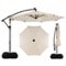 Costway - 10 FT Solar Offset Hanging Umbrella Patio Cantilever Umbrella with 32 LED Lights - Beige-Front_Standard