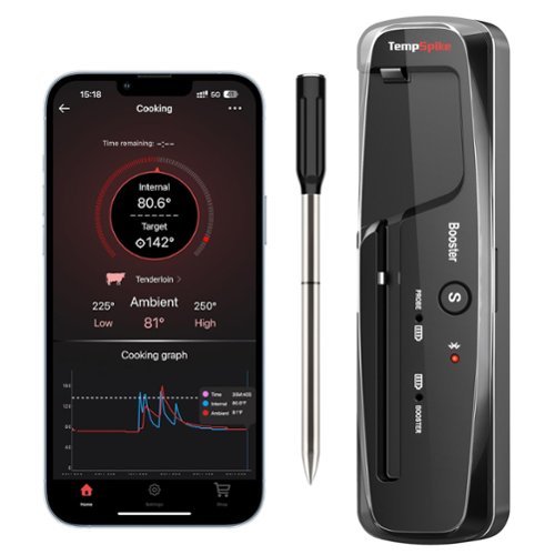 ThermoPro - TempSpike Lite 500 ft Wireless Meat Thermometer iOS/Android Compatible - Black-Front_Standard 
