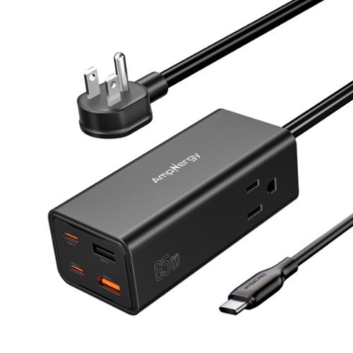 AmpNergy - 65W Fast Charging Desktop Multifunction Charger - Black - Black-Front_Standard 