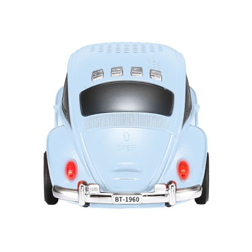 QFX Retro Car Portable Bluetooth Speaker with Bass Radiator and LED Lights - Blue GLOBAL SHIPPING