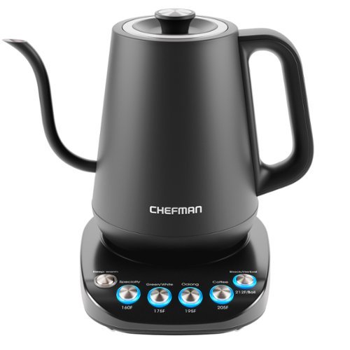 Chefman - Electric 0.8L Gooseneck Kettle with 5 Preset Temperatures, Keep Warm Function - Black