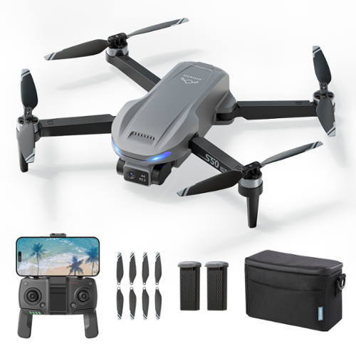 Ameta - S50 Lite 4K Drone with Camera GPS with 2 Batteries and Remote Controller - Gray-Front_Standard 