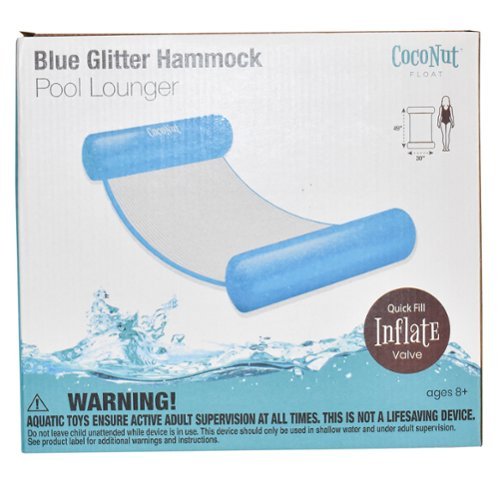 Salus Brands, LLC CocoNut Float: Blue Glitter Hammock Pool Lounger - 49 x 30 Inflatable Drifter, Exercise Saddle & Relaxation Chair WORLDWIDE DELIVERY