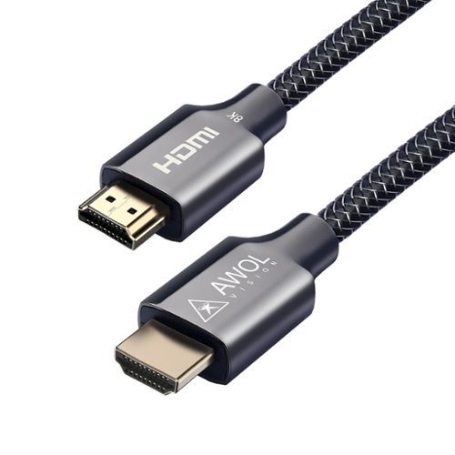 AWOL Vision - Ultra High Speed HDMI 2.1 Cable 6.6ft, 48Gbps 8K@60Hz, 4K@120Hz, 2K@144Hz, Certified for PS5/Xbox/TV/PC/Projector - Black-Front_Standard 
