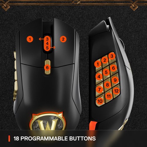SteelSeries Aerox 9 Wireless World of Warcraft Edition RBG Optical Gaming Mouse with 18 Programmable Buttons - Wireless - Black WORLDWIDE DELIVERY
