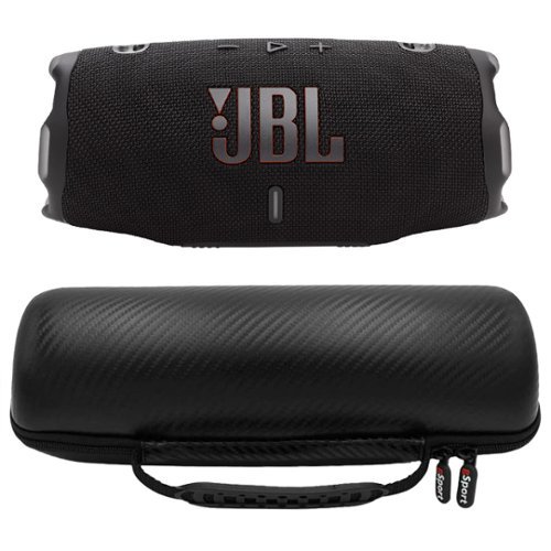 JBL - CHARGE 6 Waterproof Portable Speaker Bundle with gSport Carbon Fiber Case - Black-Front_Standard 