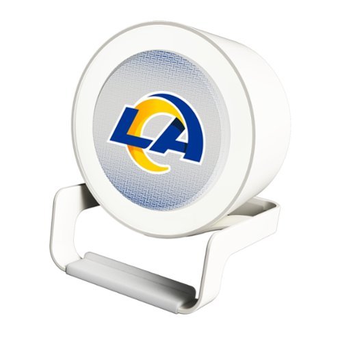 Keyscaper - Los Angeles Rams Linen Print Nightlight Charger & Bluetooth Speaker - White-Front_Standard 