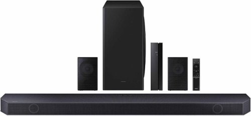 Samsung - 9.1.2 Ch Soundbar w/ Wireless Subwoofer & Rear Speakers HW-Q910C, 520W, Dolby Atmos, Q-Symphony, Built-in Alexa - Black-Front_Standard 