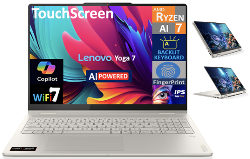  Lenovo - Yoga 2-in-1 Laptop 16.0 WUXGA Display (AMD Ryzen AI 7 350, 16GB LPDDR5X, 1TB SSD, Win 11 Home) - Seashell