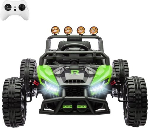 Acekool - 24V 2WD Kids UTV Ride On Toy, Remote Control, LED Lights, MP3, Single Seat, Pink, Off-Road Car for Ages 3+ - Green-Front_Standard 