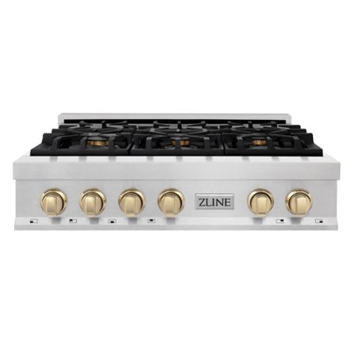 ZLINE - Autograph 36 in. Legacy Gas Rangetop with 6 Burners in Satin Steel with Gold Accents - Satin Stainless Steel
