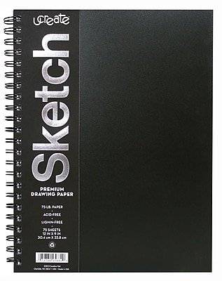 uCreate - 9" x 12" Sketch Pad, 75 Sheets/Pad (37088CPP) - Black